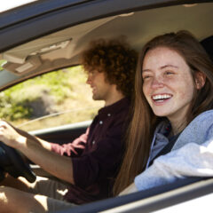 Young couple in car